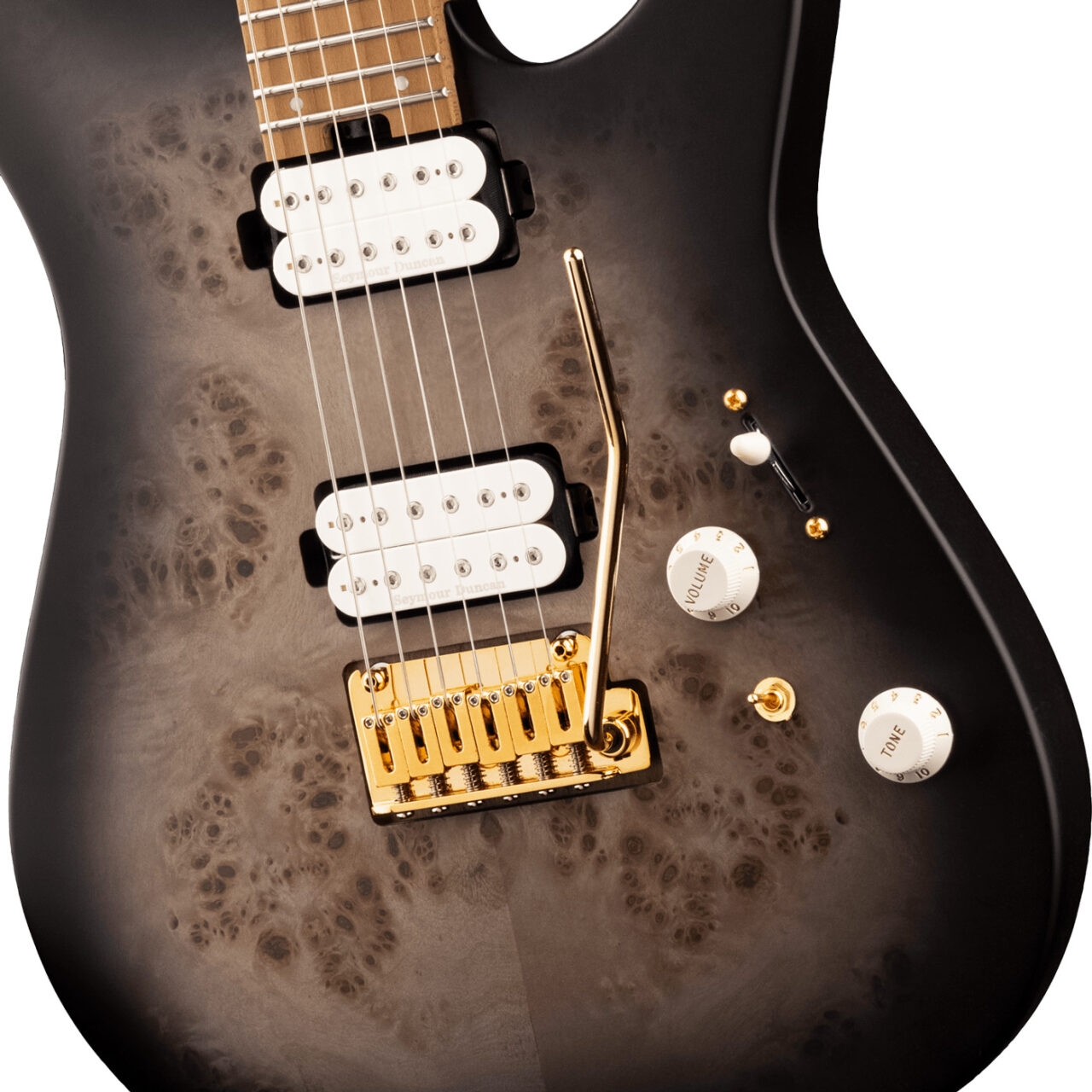 Charvel Pro-Mod DK24 HH 2PT CM Poplar Burl Transparent Black Burst エレキギター