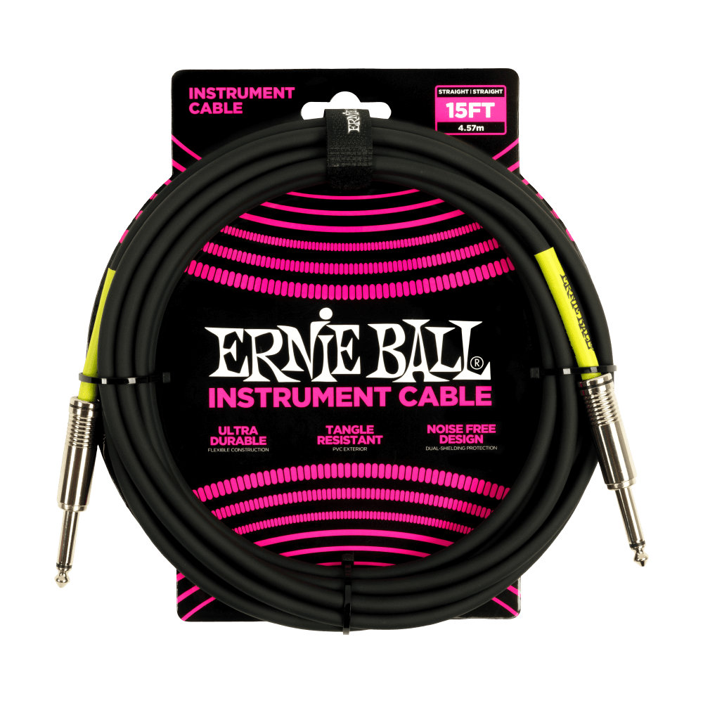 ERNIE BALL 6399 PVC INST 15' SS BK ギターケーブル