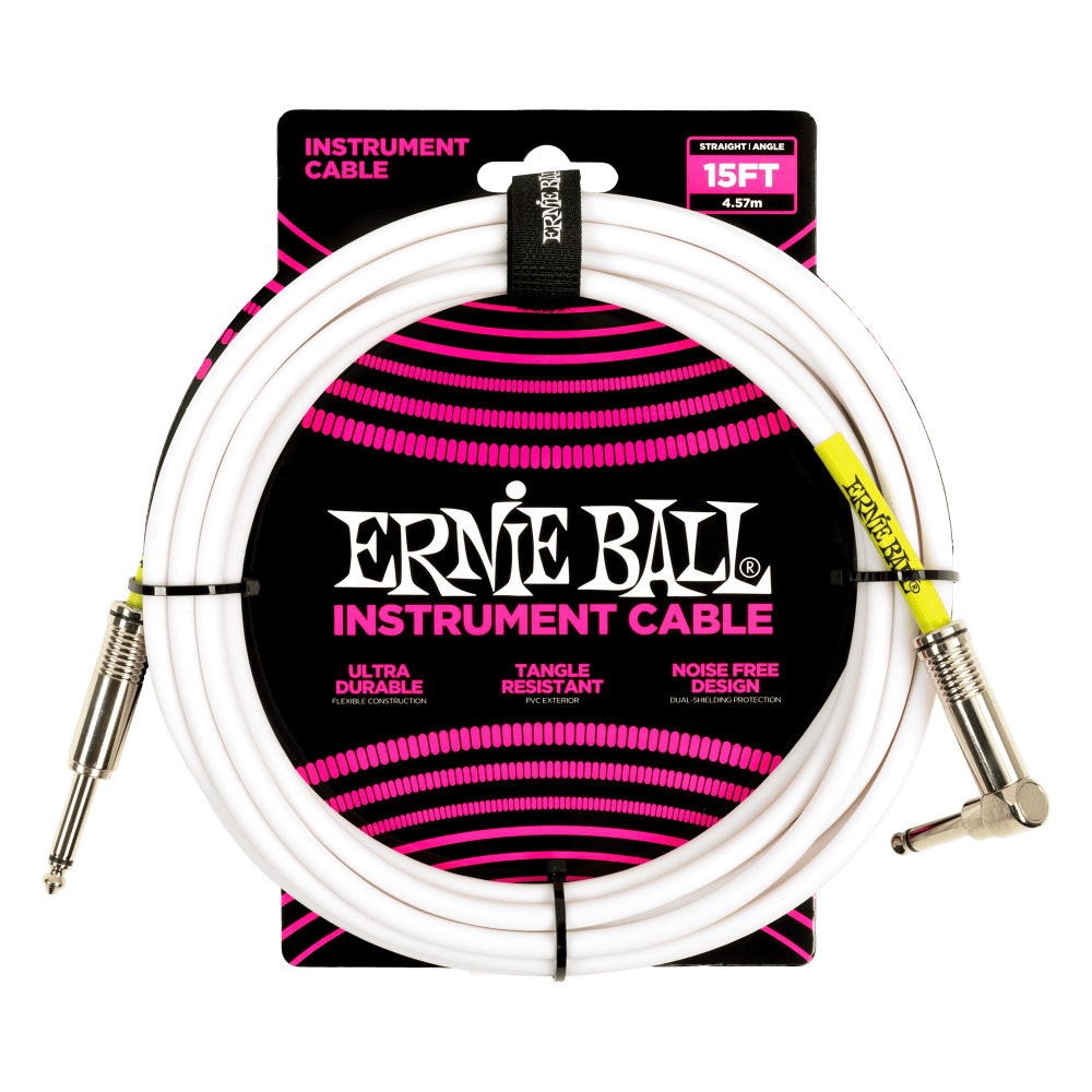 ERNIE BALL 6400 PVC INST 15' SA WH ギターケーブル