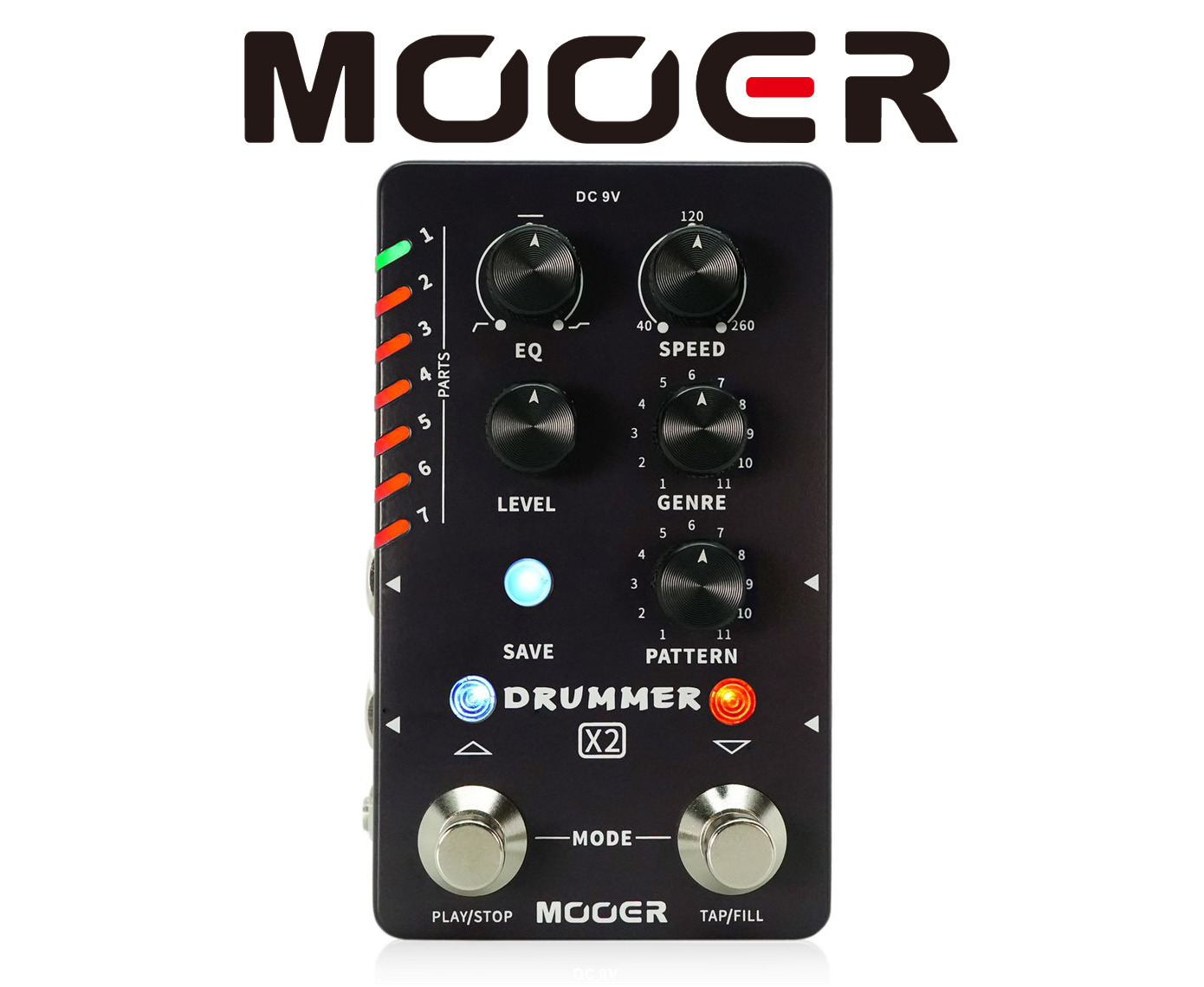 Mooer（ムーアー）からコンパクトで機能的なドラムマシンペダル「DRUMMER X2」が発売！