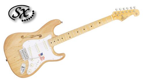SX Guitarsのストラトシェイプのシンラインタイプ「SST ASH H NAT」にヘッド形状を一新した後継モデルが登場！
