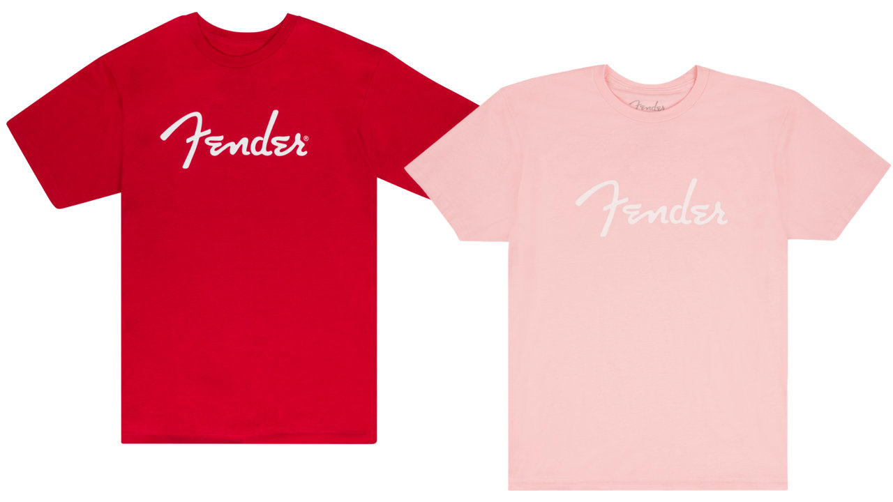 FenderのスパゲティロゴTシャツに「SHELL PINK」と「Dakota Red」が登場