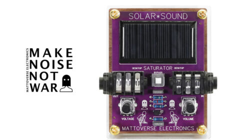 Mattoverse Electronics（マットバース エレクトロニクス）からソーラーパネルの低電圧を利用してローファイサウンドを生み出すペダル「Solar Sound Desktop Saturator」が登場！