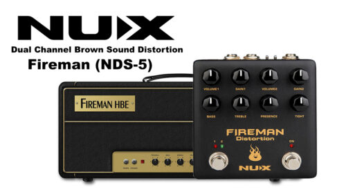NUX（ニューエックス）から伝説的なアンプビルダーの有名なディストーションを基に開発された、ブラウンサウンドを再現するアンプライクな2チャンネルのディストーションペダル「Fireman」が発売！
