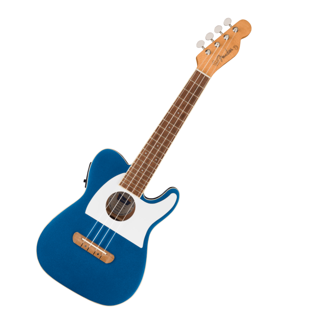 Fender フェンダー Fullerton Tele Uke Walnut Fingerboard White Pickguard Lake Placid Blue
