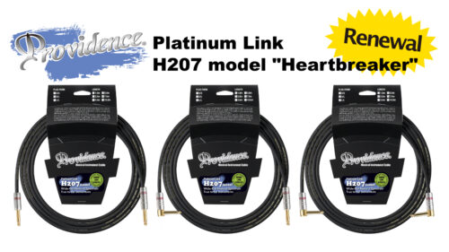 『パッチケーブルの代名詞』ともいわれるP203を基に作り上げた通常長のためのギターケーブル「Providence（プロビデンス） Platinum Link H207 model “Heartbreaker”」が パッケージを一新し、新たにリニューアル登場！！