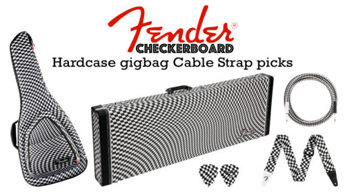 Fender(フェンダー)から、インパクトのある総柄「Checkerboard」デザインのハードケース・ギグバック・ケーブル・ストラップ・ピックが発売！