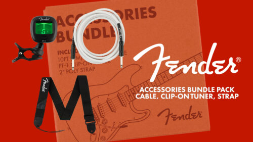 Fender(フェンダー)から、クリップ式チューナー、ケーブル、ポリエステル製ストラップが1つになったバンドルセット「Accessories Bundle Pack」発売されました！！