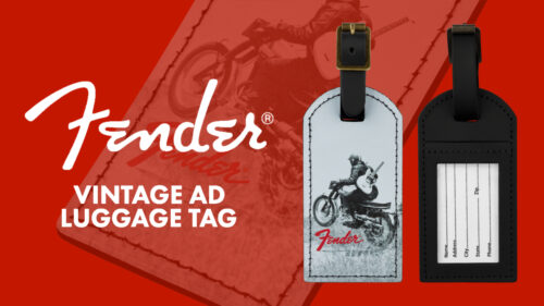 Fender(フェンダー)から、1960年初頭、モーターサイクルキャンペーン広告写真をプリントされたラゲッジタグ「Luggage Tag Motorcycle Rider」発売されました！！