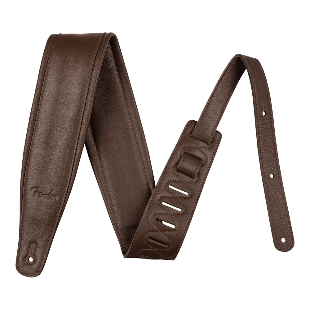 Fender フェンダー 3.5" Premium Leather Strap Brown ギターストラップ