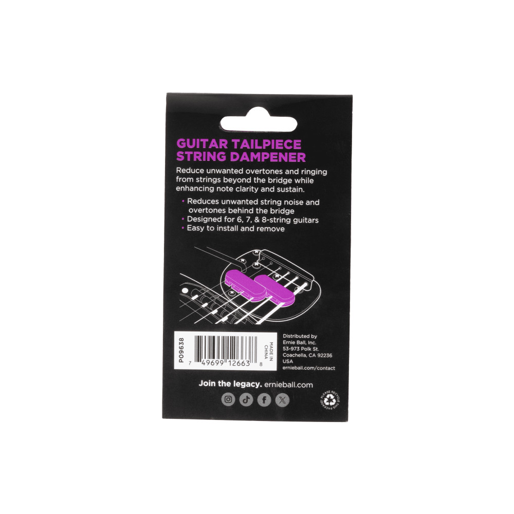 ERNIE BALL 9638 STRING DAMPENER TAILPIECE P09638 ギターのブリッジ以降の共鳴を抑制するミュート エレキギター用 アーニーボール