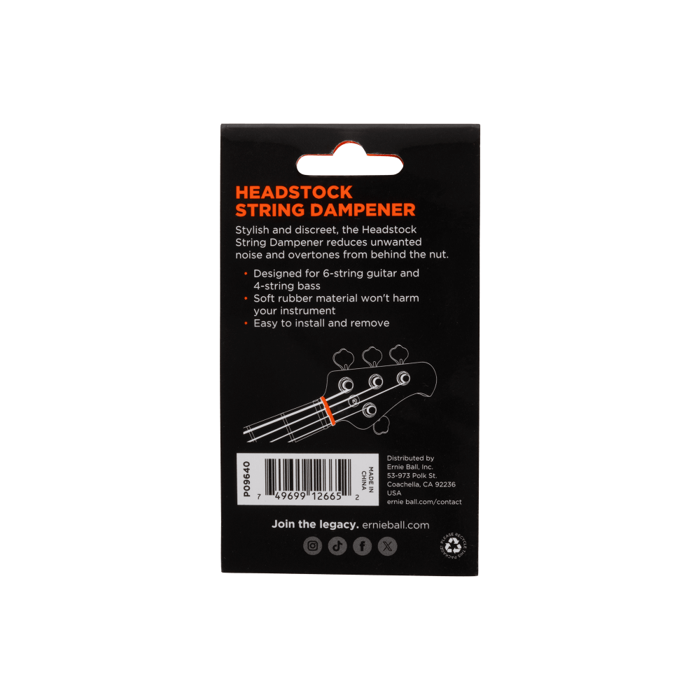 ERNIE BALL 9640 STRING DAMPENER HEADSTOCK P09640 ベースのナット以降の共振を抑制するミュート エレキベース用 アーニーボール