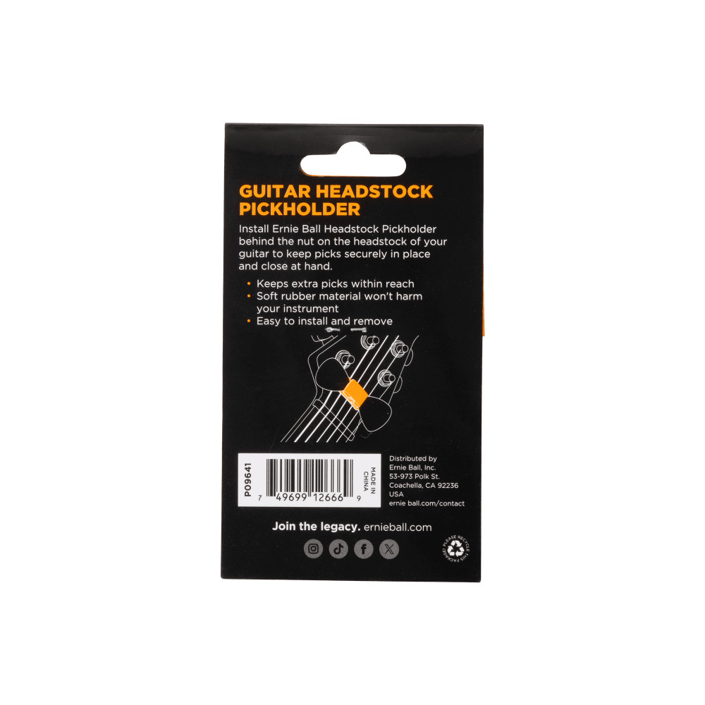 ERNIE BALL 9641 PICKHOLDER HEADSTOCK P09641 ヘッド取り付け型ピックホルダー 2個入り エレキギター用 アーニーボール