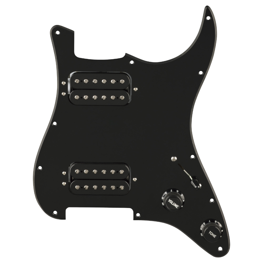 Fender フェンダー Pre-Wired Strat Pickguard Quadra Tap HH Black 11 Hole PG 配線済みピックアップセット