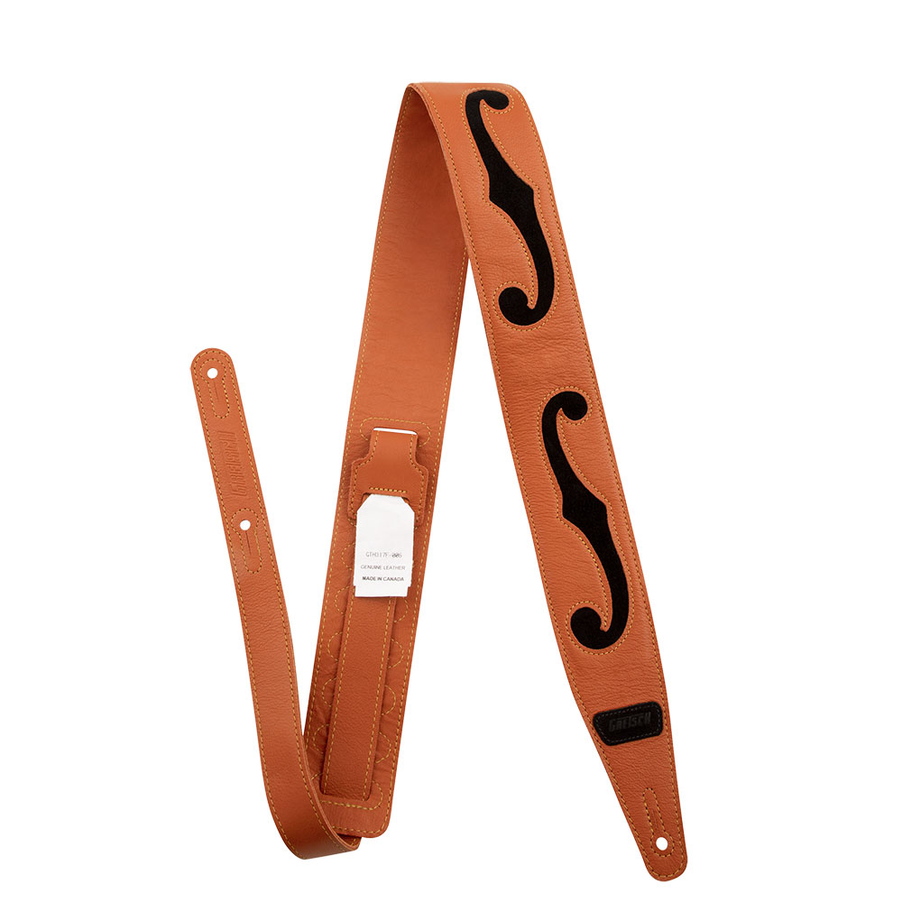 GRETSCH グレッチ F-Holes Leather Strap Orange and Black 3" ギターストラップ