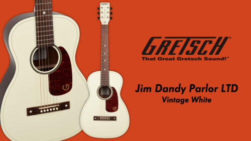 Gretsch（グレッチ）から小柄でポータビリティに優れたパーラーギター「Jim Dandy Parlor LTD Vintage White」が発売！