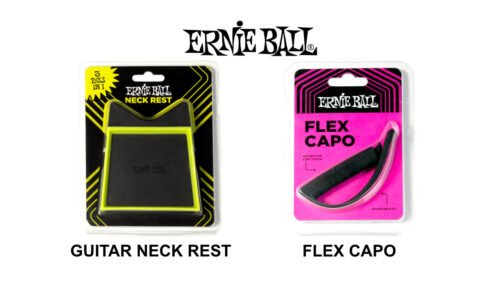 ERNIE BALL（アーニーボール）から ユニバーサルデザインの3-in-1ネックレストと、調整可能で耐久性に優れたシリコンラバー構造のカポタストが登場！