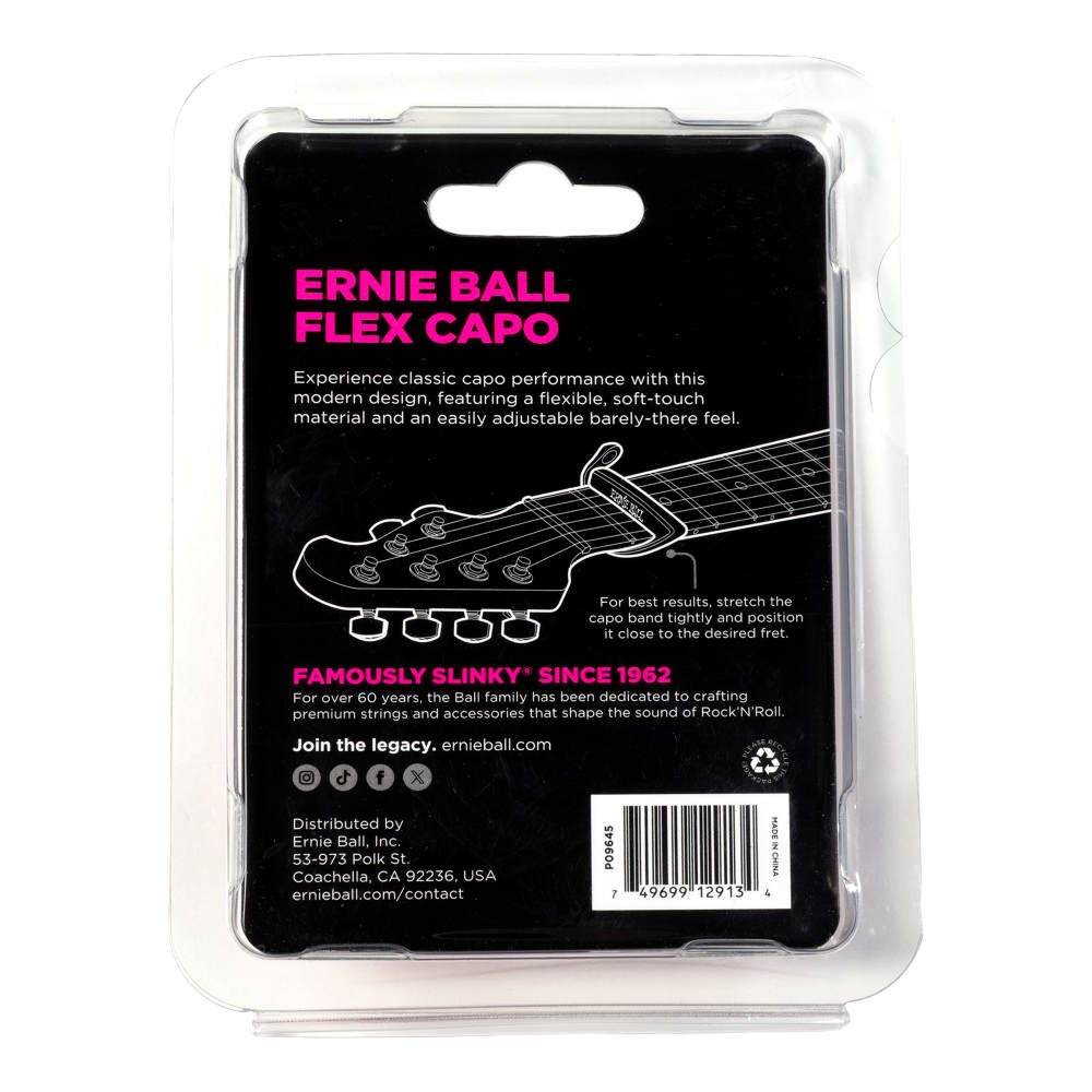 ギターカポ ERNIE BALL 9645 FLEX CAPO BK アーニーボール フレックスカポ